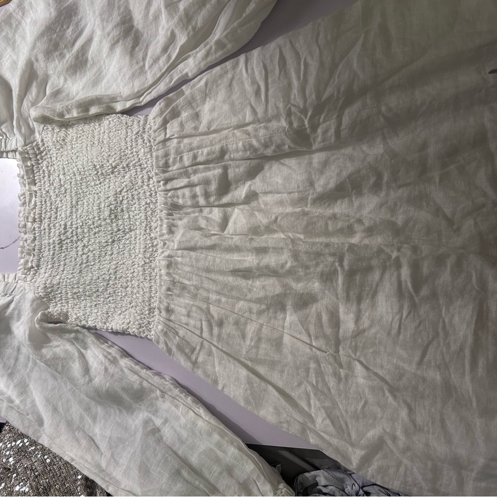 Elegant White Smocked Dress